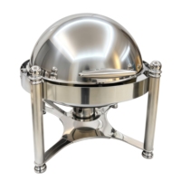 Ensemble de réchauds de luxe à couvercle roulant, chauffe-plats commerciaux en acier inoxydable pour buffet avec supports à combustible, équipement de restauration