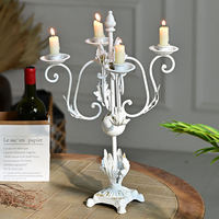 Chandelier à quatre branches en fer doré, style campagnard français vintage américain, pour table, accessoire de photographie de Noël
