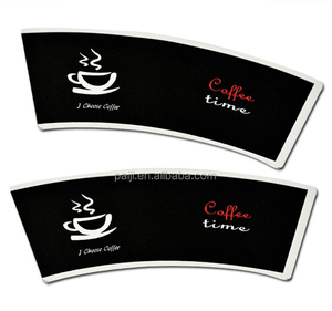 Ventilador de papel recubierto de PE para llevar tazas de café, impresión negra en un fondo blanco, 6oz, pared aislada, troquelado, Stock - Product Image 2