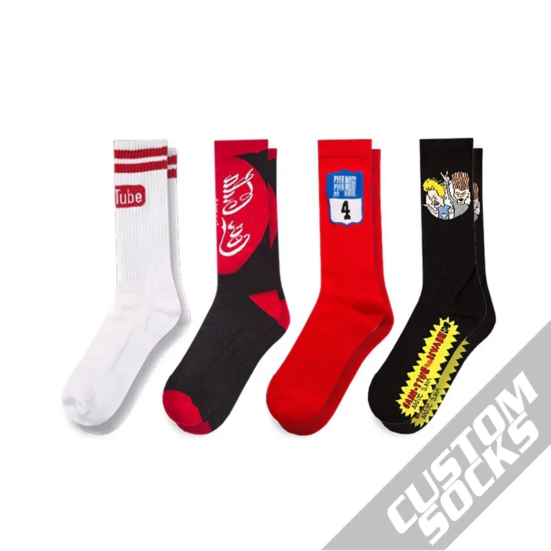 DESIGN GRATUIT & MOCK-UP Fabriquez votre propre logo Chaussettes unisexes avec logo personnalisé Chaussettes décontractées en coton sur mesure pour hommes