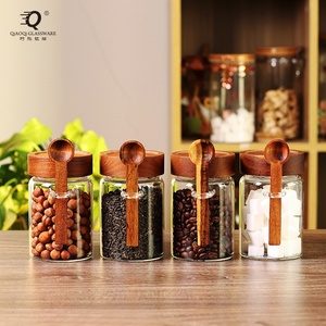 Frasco de Vidrio de 15oz con Tapa de Madera Acacus y Boca Roscada, con Cuchara, para Almacenamiento de Azúcar y Sal, Tarro Sellado de Vidrio para Aperitivos - Product Image 2