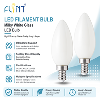 Ampoule LED à filament bougie B11 C35 5,5W à économie d'énergie, dimmable, 2700K CRI90, verre givré blanc pour éclairage décoratif