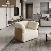 Fauteuil lounge de luxe en tissu bouclé, design canapé en cuir véritable, fauteuil d'appoint individuel pour mobilier de salon domestique