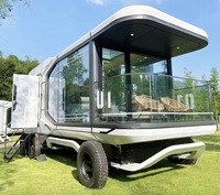 Serrage mobile portable de luxe moderne hôtel de villégiature système de contrôle intelligent préfabriqué minuscule espace capsule maison avec roues