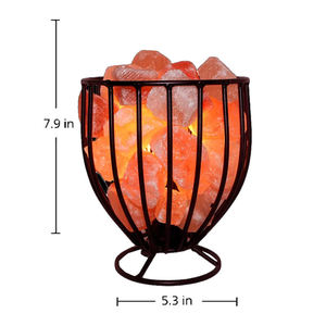Lámpara de Sal Rosa del Himalaya en Cesta de Hierro Pulido con Atrapasueños Feng Shui para Decoración Espiritual y del Hogar, Regalo - Product Image 4