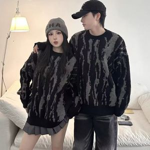 Soft Zebra Print <strong>Mock</strong> Fur Sweater Unisex Loose Fit <strong>Jumper</strong> | Warm Textured Knit Top, Chic Urban Style for Fall &amp; Winter - Product Image 4
