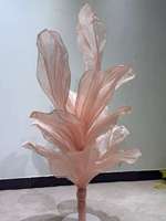 Fleur géante en organza 3M, haute qualité, personnalisable, populaire, pour décoration de mariage, hôtel, fond de scène, installation artistique faite à la main