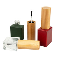 Vietnam WeWood Conteneurs carrés écologiques Bouteilles en verre de vernis à ongles vides avec couvercle en bambou et brosse