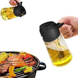 Pulvérisateur d'huile et distributeur d'épices 2-<span class=keywords><strong>en</strong></span>-1 <span class=keywords><strong>en</strong></span> verre de 16 oz, récipient alimentaire personnalisé pour le camping, la cuisson et le stockage d'assaisonnements, idéal pour l'huile d'olive - Product Image 2