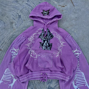 Sudadera con Capucha para Hombre, Estilo Hip Hop Punk, Holgada, Color Morado, con Cordón Ajustable, Personalizada, Estilo <span class=keywords><strong>Rap</strong></span> - Product Image 3