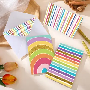 Nuevo mensaje creativo de arcoíris, deseos de cumpleaños de boda, invitación, Mini tarjeta de felicitación, tarjetas de agradecimiento con sobres