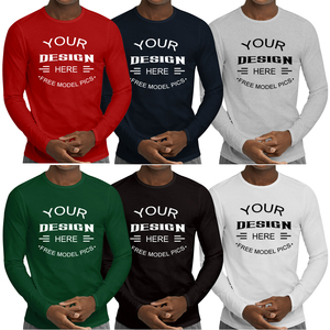 Automne hommes T-shirt couleur unie habiller hommes 100% coton T-shirt manches longues couleur <span class=keywords><strong>Pure</strong></span> hommes T-shirts pour hommes hauts - Product Image 1