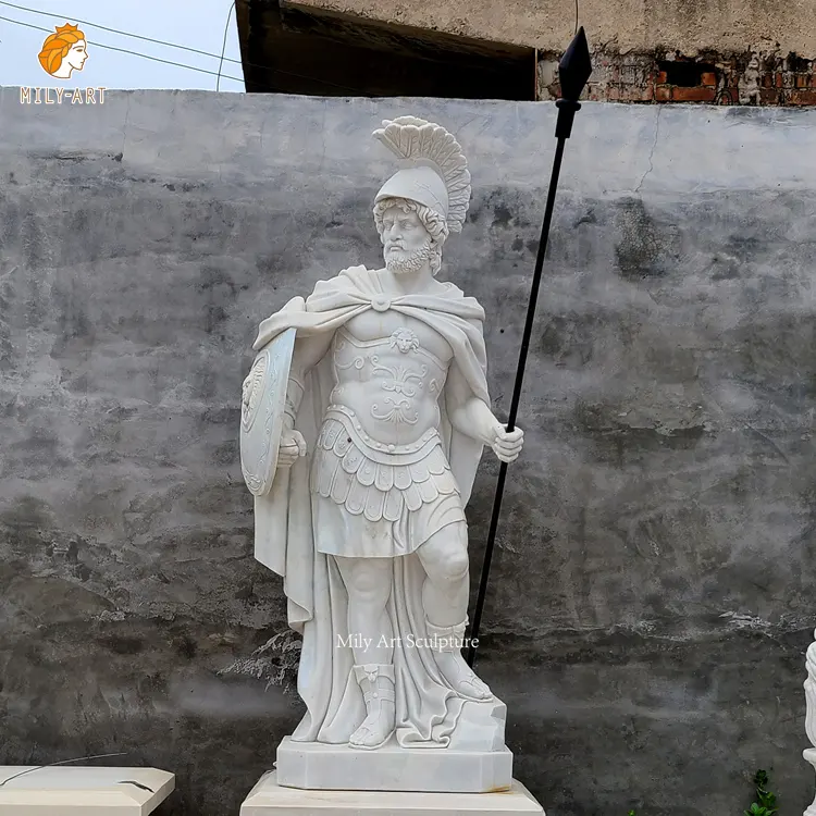 Statue de soldat en marbre de guerrier européen grandeur nature à vendre