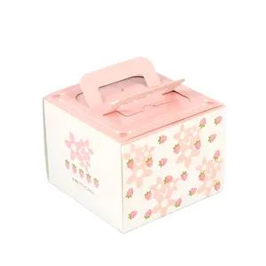 कस्टम मुद्रित पनीर केक बॉक्स केक ले जाने बॉक्स जन्मदिन का केक पैकेजिंग बॉक्स संभाल के साथ क्राफ्ट पेपर रंग अन्य खाद्य स्वीकार