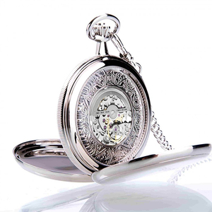 Cep saati es erkek için zincir lüks Vintage mekanik hareketi altın İskelet el sarma küçük cep saati Pocketwatch - Product Image 6