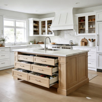 Meuble de cuisine transitoire sur mesure avec tiroirs à fermeture amortie et cuisinière à gaz encastrée