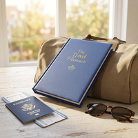Agenda de voyage hebdomadaire/mensuel 2027, couverture rigide en cuir PU imprimée sur mesure, reliure cousue, format personnalisé, cadeau