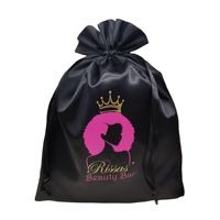Sachets en Satin à Cordon de Serrage Personnalisés pour Cheveux, Perruques et Extensions, Emballage Souple en Soie avec Logo Imprimé