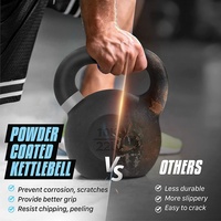 Kettle Bell avec logo personnalisé Kettlebell de compétition en fonte à revêtement en poudre noire de 4 à 48kg