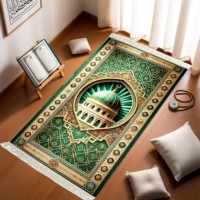 Tapis de prière musulmans haut de gamme - Design mosquée, polyester super confortable avec coussin pour les genoux et poche pour l'imam, parfait pour le Ramadan
