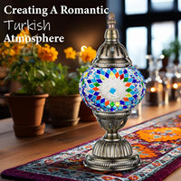 Lampes de table en verre mosaïque turque marocaines faites à la main à Marrakech avec base en bronze, style bohème Tiffany, lampes de chevet