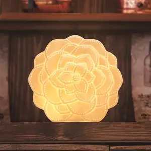 Lampe de Table LED en céramique camélia, décoration moderne et élégante, lampe de nuit à fleurs de haute qualité personnalisée