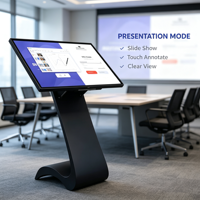 Kiosque interactif avec écran blanc de 43 pouces, affichage 4K UHD, 20 points tactiles, base en forme de S pour la navigation dans les centres commerciaux - Système d'exploitation Windows