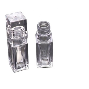 6.5ml Square <b>Clear</b> Empty Lip <b>Gloss</b> Wand Tube Container with Big Brush Head Cosmetic Packaging Custom Transparent Lipgloss Tubes - Product Image 4