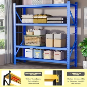 Estantería de Almacenamiento de Acero Resistente de Cuatro Niveles Ajustable, Unidad de Estanterías para Garaje, Uso Doméstico y en Almacenes, Color Azul - Product Image 5