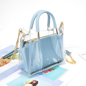 Borsa a tracolla personalizzata Mini borsa alla moda da <span class=keywords><strong>donna</strong></span> trasparente in PVC trasparente con catena a tracolla in plastica borsa aperta - Product Image 4