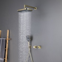 Matériau en cuivre doré brossé de qualité supérieure Aideal dans le système de robinet de pluie de douche dissimulé au mur