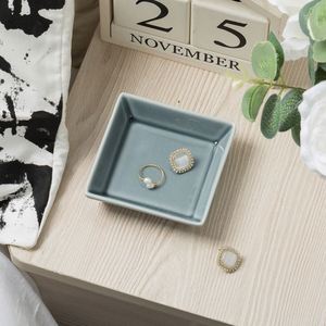 Nordic Ins Square <b>Ceramic</b> Decorative Trinket Plate Necklace <b>Ring</b> Earring Stackable Jewelry Storage Tray for Display - Product Image 4