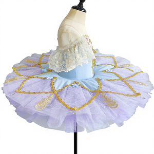 Falda de Ballet de Algodón para Niñas, Falda de Tul Profesional con Flores Moradas para Niñas, Disfraz de <span class=keywords><strong>Bella</strong></span> <span class=keywords><strong>Durmiente</strong></span> para Actuaciones en Grupo - Product Image 4
