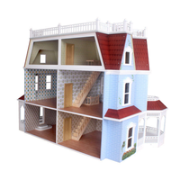 Rumah boneka kayu, miniatur rumah boneka taman, rumah pertanian, rumah desa, Kit Model rumah boneka