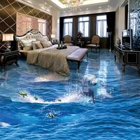 Autocollants antidérapants Creative Saut Dauphin Photo Papier Peint 3d Plancher Mural Amovible Autocollant De Sol