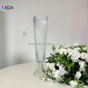 LEDA Hot Sale Cylinder Glass Vase <b>Clear</b> Crystal Tall Vase Wedding Centerpiece Vases for Wedding Decoration - Product Image 3