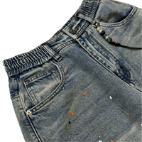Shorts en jean pour hommes tendance, taille mi-haute élastique, grandes tailles, style rétro urbain, texture premium polyester/coton, délavage sable