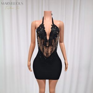 MF alta calidad Rosa Rhinestone 2025 caliente Sexy transparente Dias cumpleaños fiesta vestido noche Club - Product Image 2