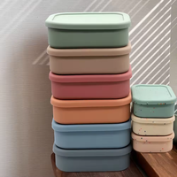 Boîte à repas réutilisable avec 3 compartiments, boîte à lunch Bento en silicone résistante aux fuites pour adultes