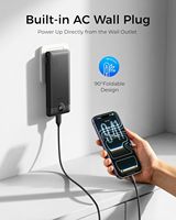 Veger Pengisi Daya Portabel Power Bank Kabel Terintegrasi Ultra Tipis Ringkas 10000mAh 45W Output Tipe-C Layar LED Aman untuk Perjalanan