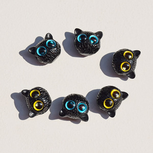 Resin Cat Head <b>Beads</b> 2.5mm Hole Blue Yellow Eyes Jewelry DIY Craft Supplies Loose <b>Beads</b> for Making Bracelets Necklaces - Product Image 4