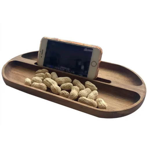 wood Mobile Phone Holder Customized Food Serving Tray Classic designed Wood Table Tray