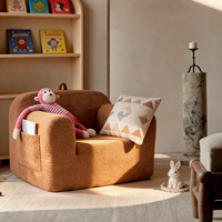 Fauteuil en polaire Sherpa Teddy marron chaud, avec noyau en mousse de soutien, en tissu résistant aux animaux domestiques, idéal pour la lecture dans la chambre d'enfant