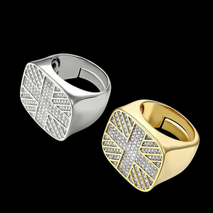 <span class=keywords><strong>Anello</strong></span> Union Jack da Uomo in <span class=keywords><strong>Argento</strong></span> <span class=keywords><strong>925</strong></span> <span class=keywords><strong>con</strong></span> Pietre CZ Nere, Gioiello Audace Stile Hip Hop - Product Image 3