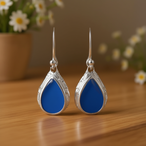 Orecchini Pendenti da Donna E4604 a Goccia, Placcati in Rame Nero, con Castone in Lega di Zinco, Gioielli Classici alla Moda - Product Image 2