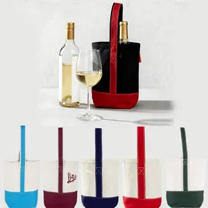 Monogrammed Winery Bachelorette Party Favor Tote Multi Color Personalized Embroidered Canvas Wine Carrier <b>Bag</b> - Product Image 1
