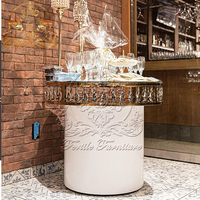 Support à gâteau professionnel de luxe moderne en verre miroir, base en acier inoxydable, grande table ronde avec cristaux pour événements, banquets et mariages