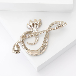 Spille da Bavero con Fibbia, Gioielli di Lusso, Accessori da Donna, Moda Coreana, Spilla in Metallo con Nota Musicale e Strass per Sciarpa - Product Image 6