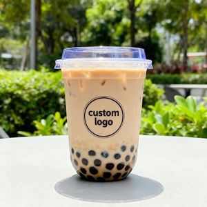 Gobelets jetables en PET 89 mm avec impression de logo personnalisé, 12/14/16/20/24 oz, en forme de U, pour boissons froides, eau minérale, jus, soda, café glacé, transparents, avec couvercles - Product Image 3
