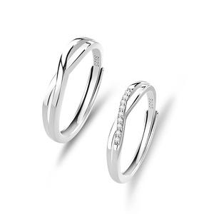 Sterling Silber Platinbeschichtete Paarringe für Liebende Herren und Damen Modeschmuck - Product Image 5